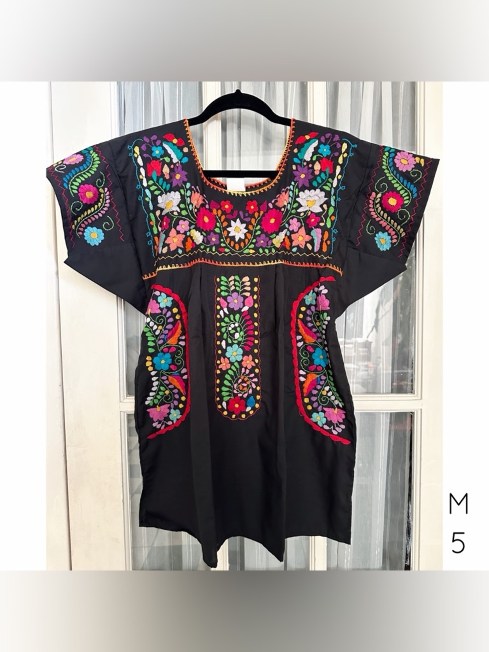 Mexican Hand Embroidered Boho Top M
